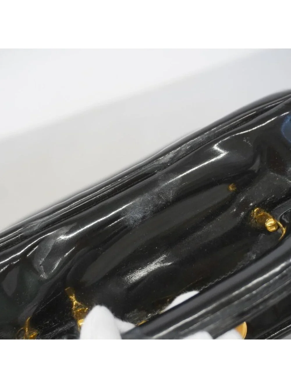 Chanel Vanity Bag Patent Leather Black Gold 2-Way Bag